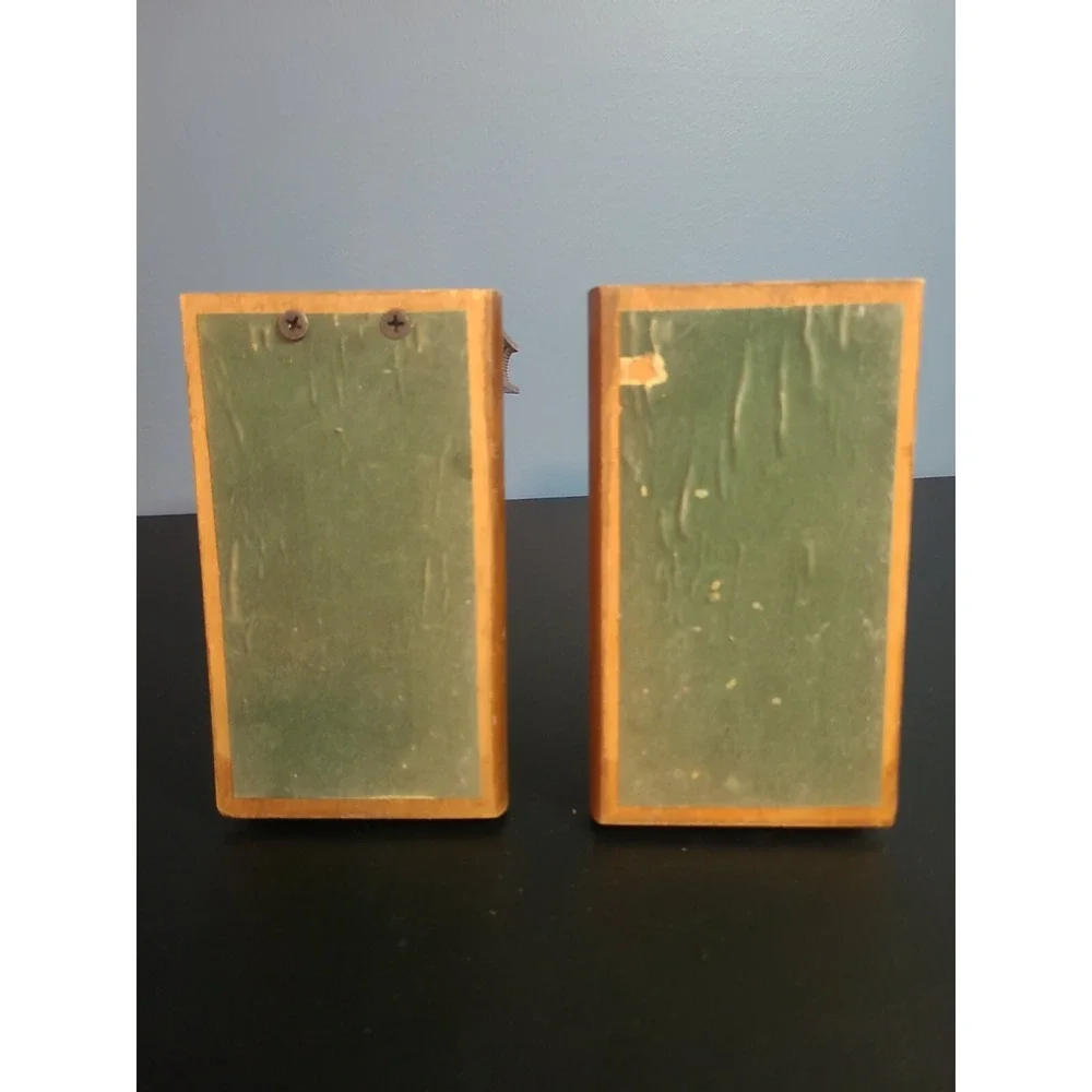 Pair of Bird of Prey American Eagle Hand Carved Wood Vintage Bookends